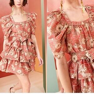 Ulla Johnson Elisse Dress Sz 2 Petunia Silk Blend Tiered Ruffle Whimsical EUC